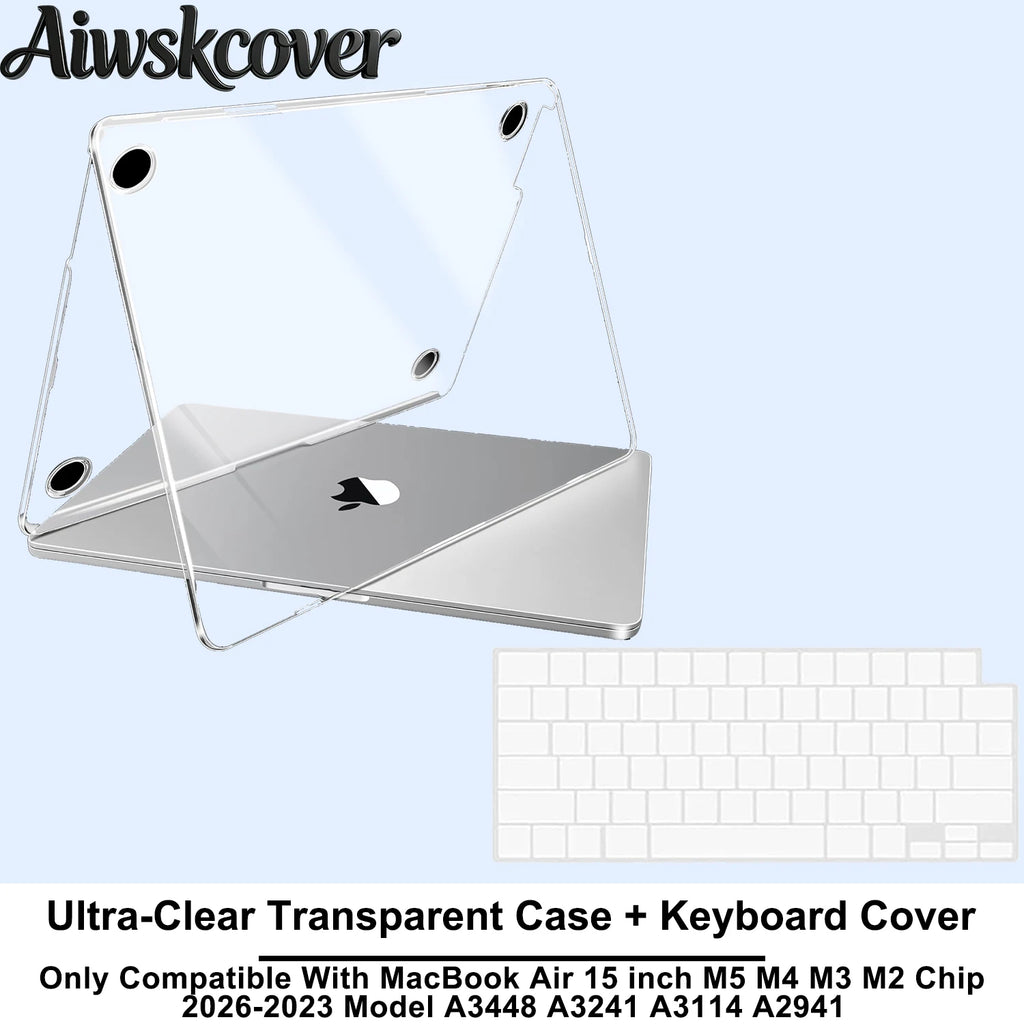 For MacBook Air 15 inch Case M5 M4 M3 M2 2026 2025-2023 Hard Shell Laptop Cover With Keyboard CoverModel A3448 A3241 A3114 A2941