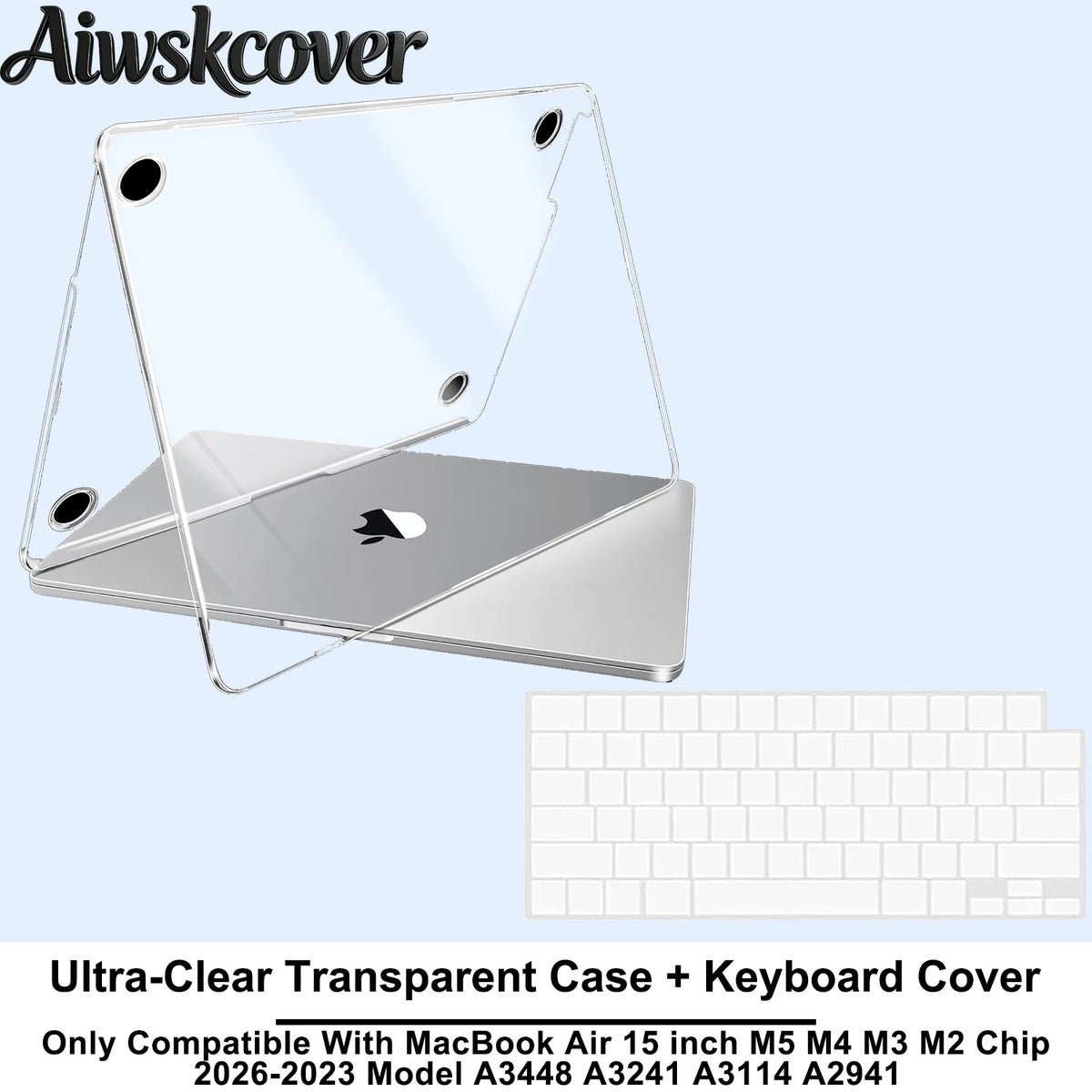 For MacBook Air 15 inch Case M5 M4 M3 M2 2026 2025-2023 Hard Shell Laptop Cover With Keyboard CoverModel A3448 A3241 A3114 A2941