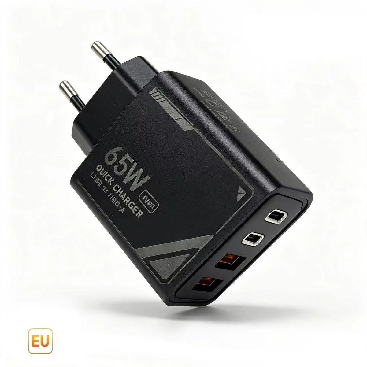 65W GAN Pattern Multi Port Travel Fast Charger Black Yellow White Optional EU US Plug Charging Kit with 1M Braided USB C Cable