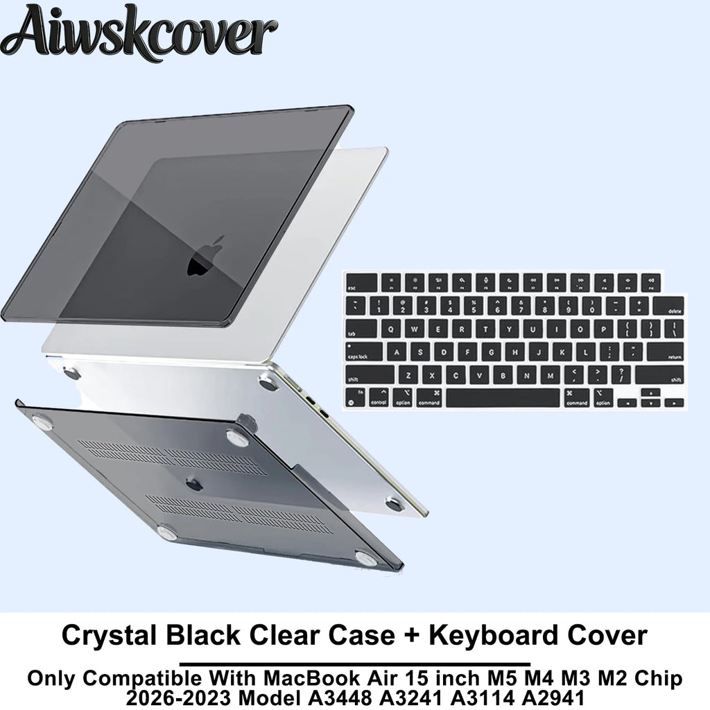 For MacBook Air 15 inch Case M5 M4 M3 M2 2026 2025-2023 Hard Shell Laptop Cover With Keyboard CoverModel A3448 A3241 A3114 A2941