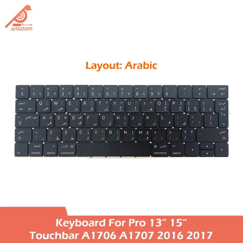 Laptop A1706 A1707 Keyboard For Macbook Pro Retina 13 15 Touchbar A1706 A1707 Keyboard Replacement 2016 2017