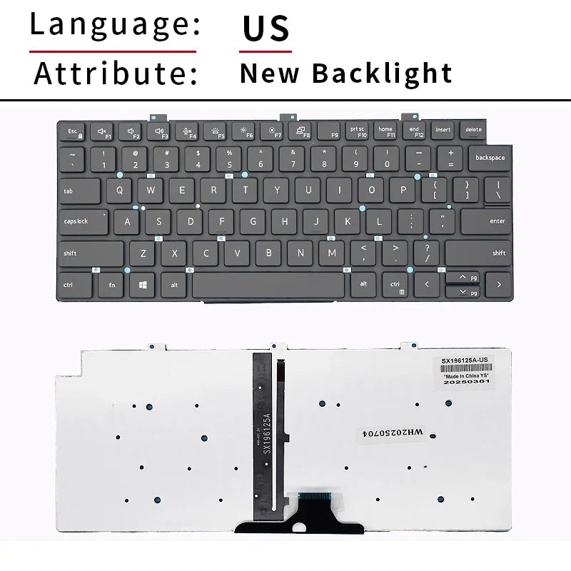 Replacement SP/US/RU/IT Russian Spanish Laptop Keyboard For Dell Latitude 5320 5330 5340 5350 7320 7330 P133G Backlight