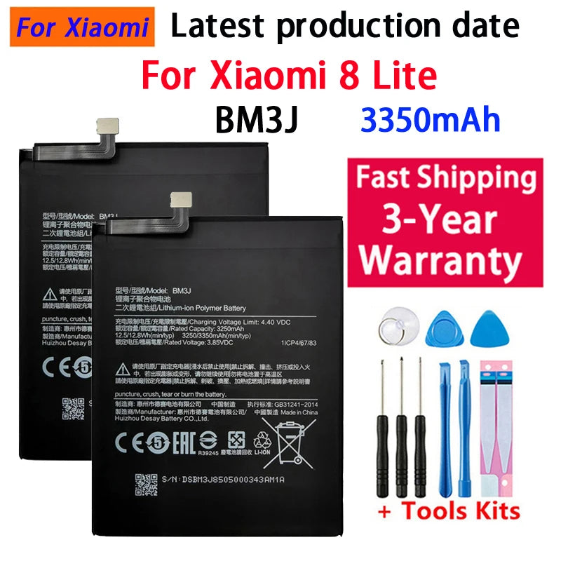 100% BM3J 3350mAh battery For Xiaomi 8 Lite MI8 Lite BM3J Hi