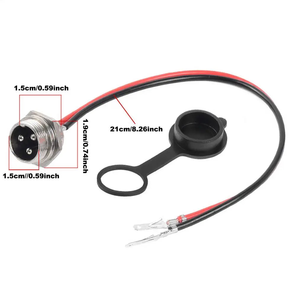 220V/10A Balancing Scooter Hoverboard 3 Pin Aviation Head Charger Plug Port Replace Charging Port Socket for Electric Scooters
