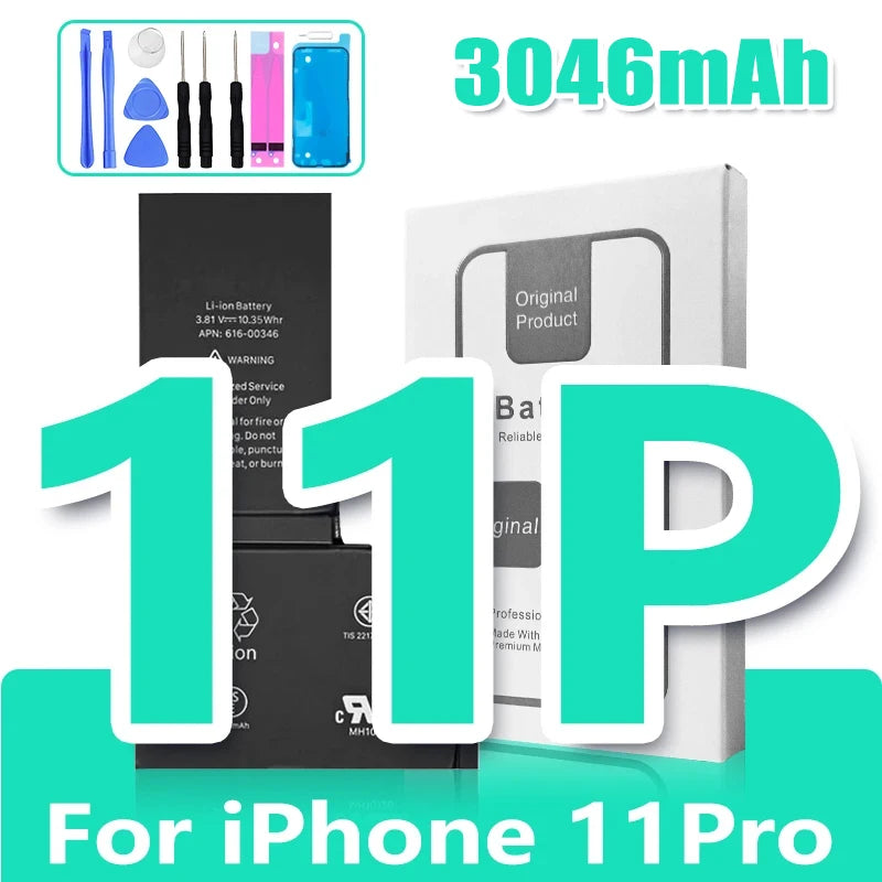 0 Cycle Replacement Battery for iPhone 11 12 13 14 Pro Max Mini High Capacity Phone for Apple iPhone with Free Repair Tools Set