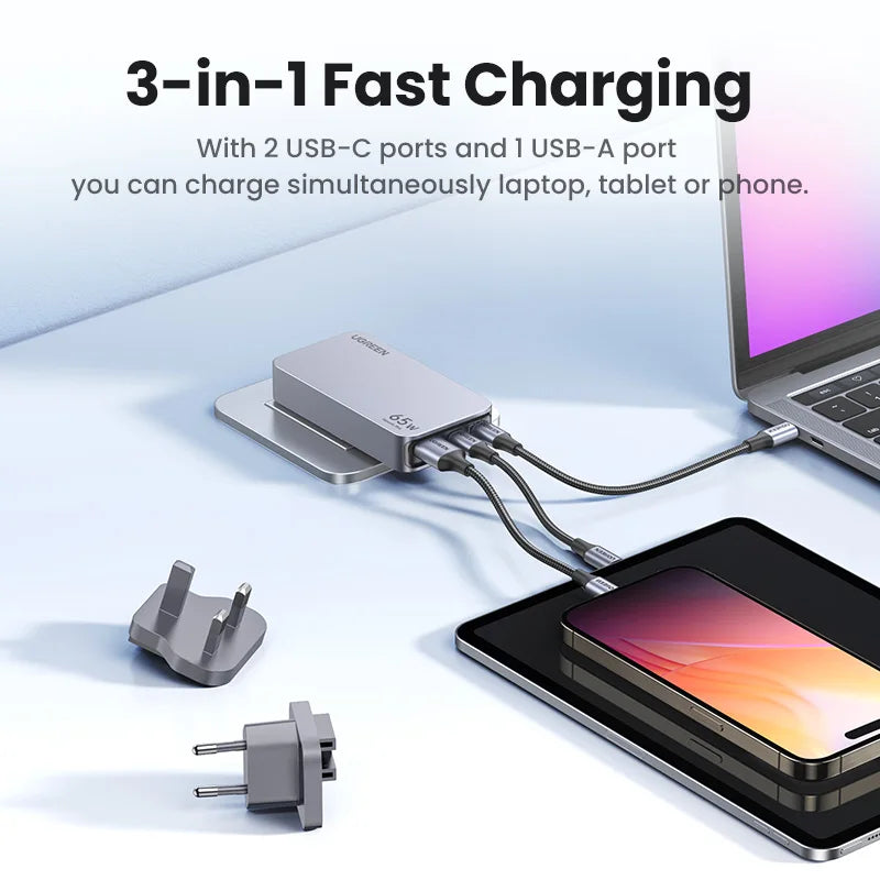 UGREEN 65W GaN Charger Quick Charge 4.0 3.0 USB C Charger Fo