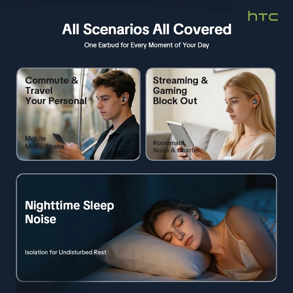 HTC NE92 TWS Wireless Earbuds 10mm Dynamic Drivers Smart Tou