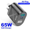 65W Gan Charger for Australia New Zealand AU Plug PD 33W Fas
