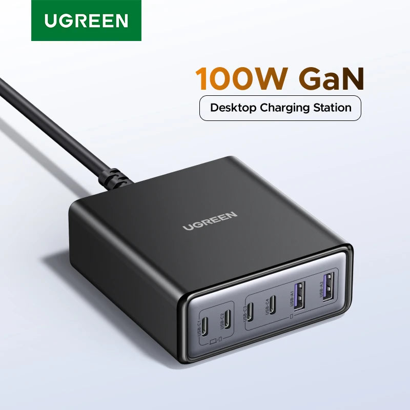 UGREEN 100W 65W GaN Charger 6 in 1 Desktop Laptop Fast Charg
