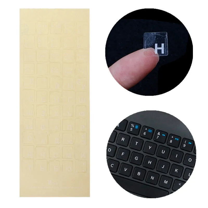 Russian Transparent Keyboard Stickers Universal White Letter