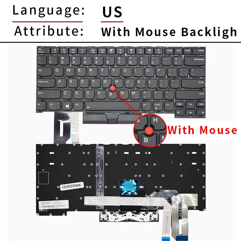 Replacement US/Russian Keyboard for Lenovo Thinkpad T490S T4