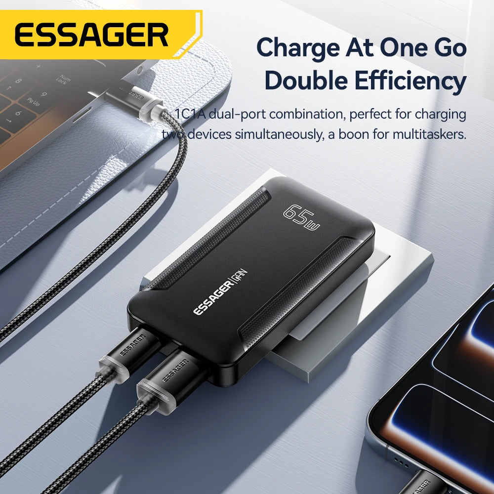 Essager Ultra Thin 65W GaN pro Travel Charger Quick Charge 4