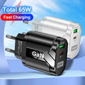 GaN 65W PD USB Type C Charger Mobile Phone Quick Charge Type
