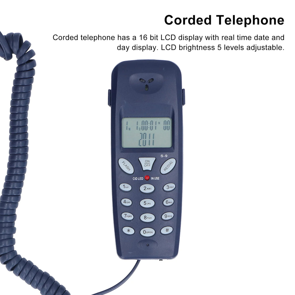 Wired landline phone FSK/DTMF caller ID display 12-digit LCD