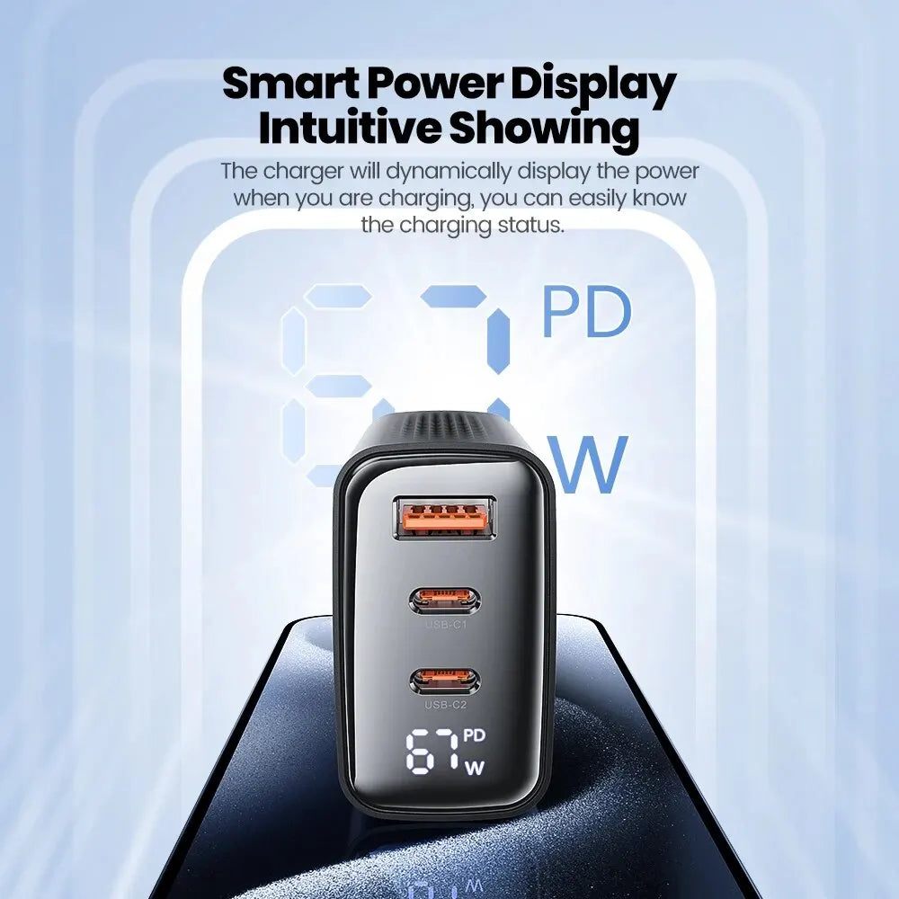 Toocki 67W GaN USB Type C Charger Digital Display 65W 45W PP