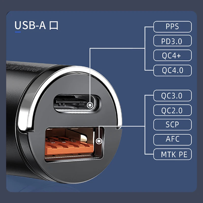 100W Mini Car Charger Lighter Fast Charging for iPhone QC3.0
