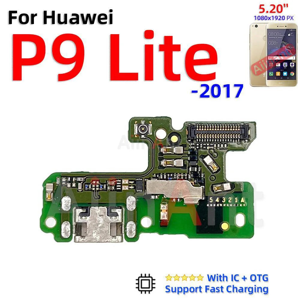 Aiinant Dock USB Charger Connector Mic Charging Port Board Flex Cable For Huawei P8 P9 P10 Lite Plus 2016 2017 Phone Parts