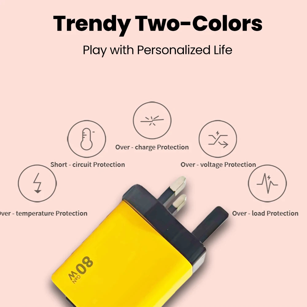 80W Super Fast Charge Type C USB Phone Charger With Telescop
