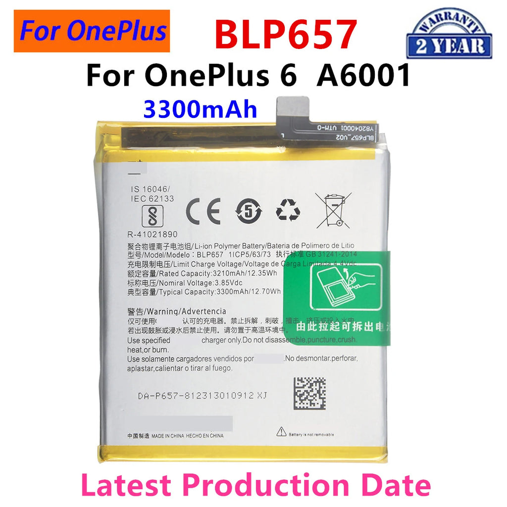 Brand New BLP657 BLPB23 Replacement Battery For OnePlus 6 A6