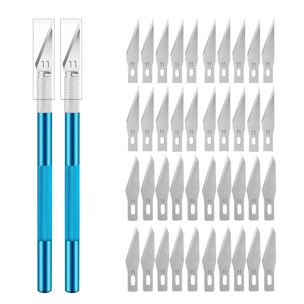 Engraving Non-Slip Metal Knife Kit + 40/10pcs 11 Blades Cutt
