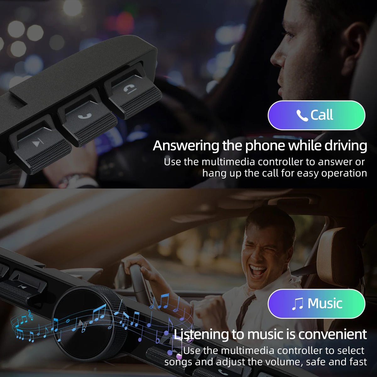 7 Keys LED Car Controller Volume Adjuster Wireless Multimedi