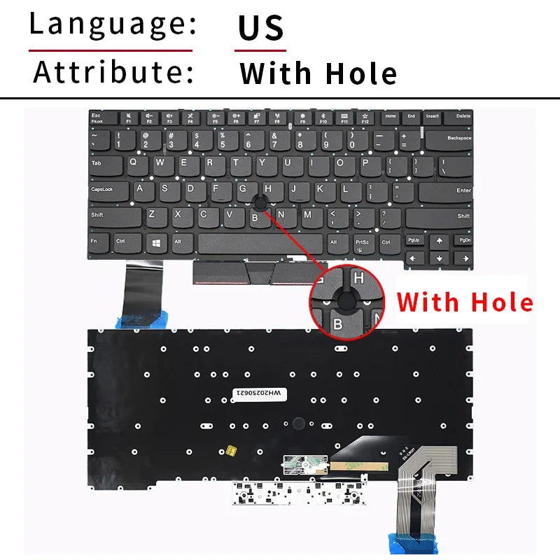 Replacement US/Russian Keyboard for Lenovo Thinkpad T490S T4