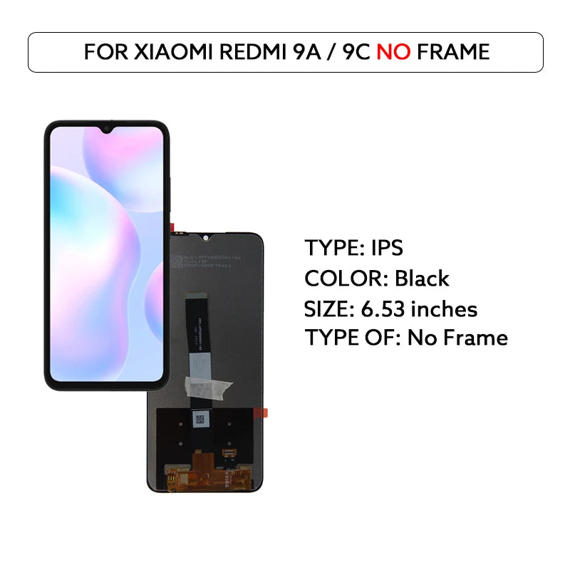 6.53 IPS LCD For Xiaomi Redmi 9A 9C LCD Display Touch Screen Digitizer Assembly M2006C3LG M2006C3MG LCD Replacement Parts