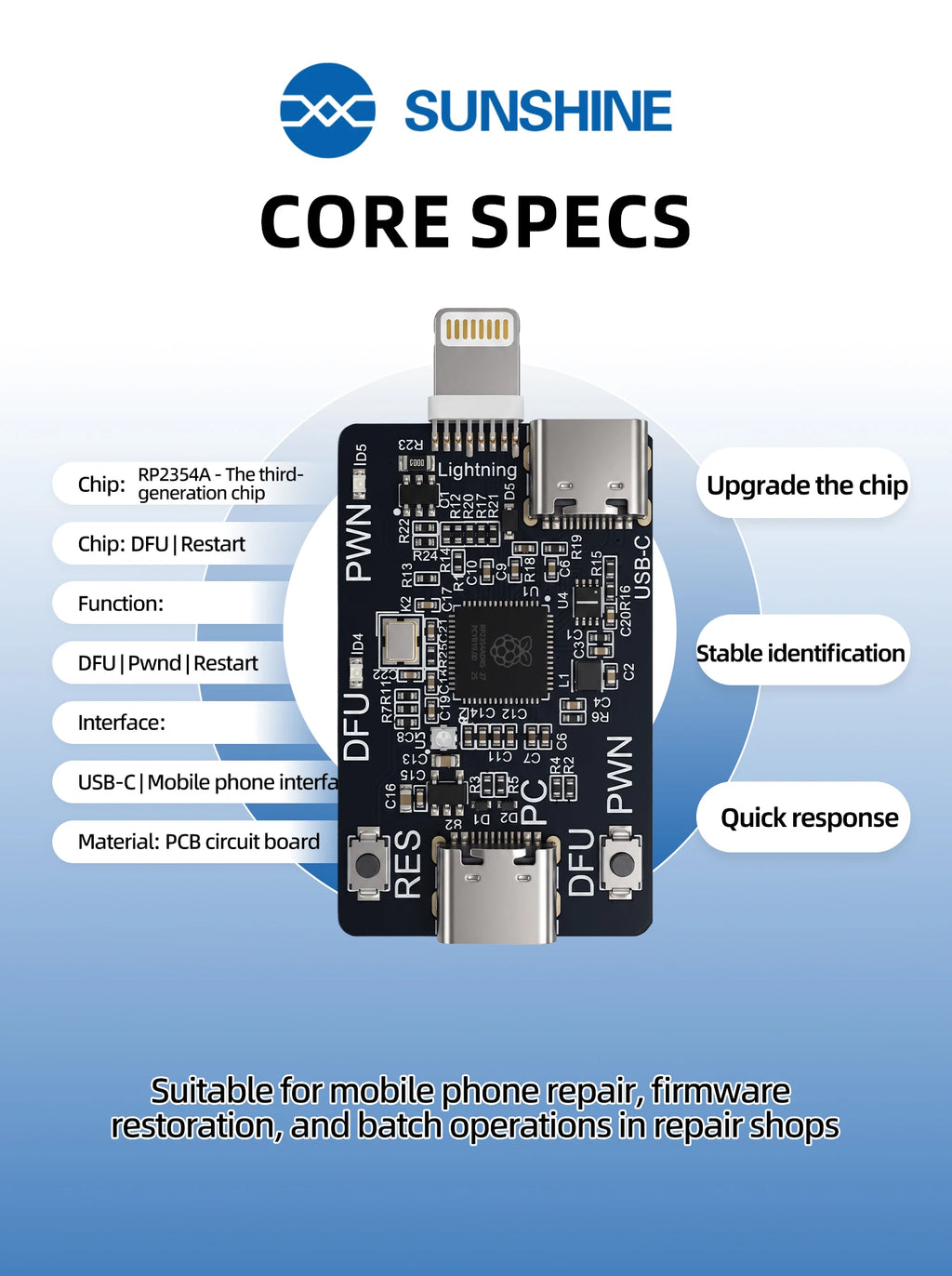 SUNSHINE RP2354A Pico DFU Engineering Board 3rd Gen Chip Dua
