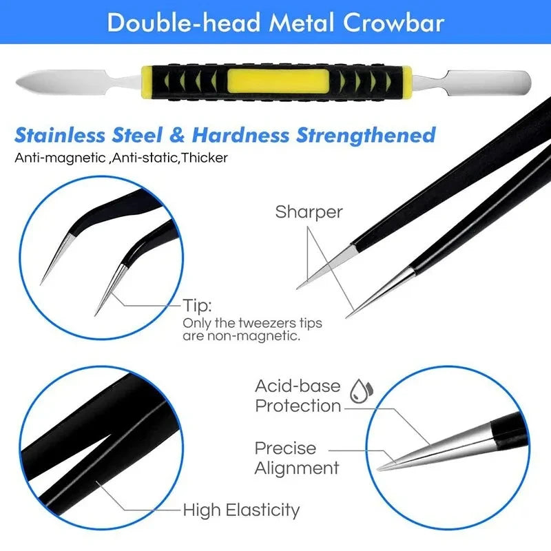 Stainless Steel Precision Antistatic Electrostatic Tweezers 