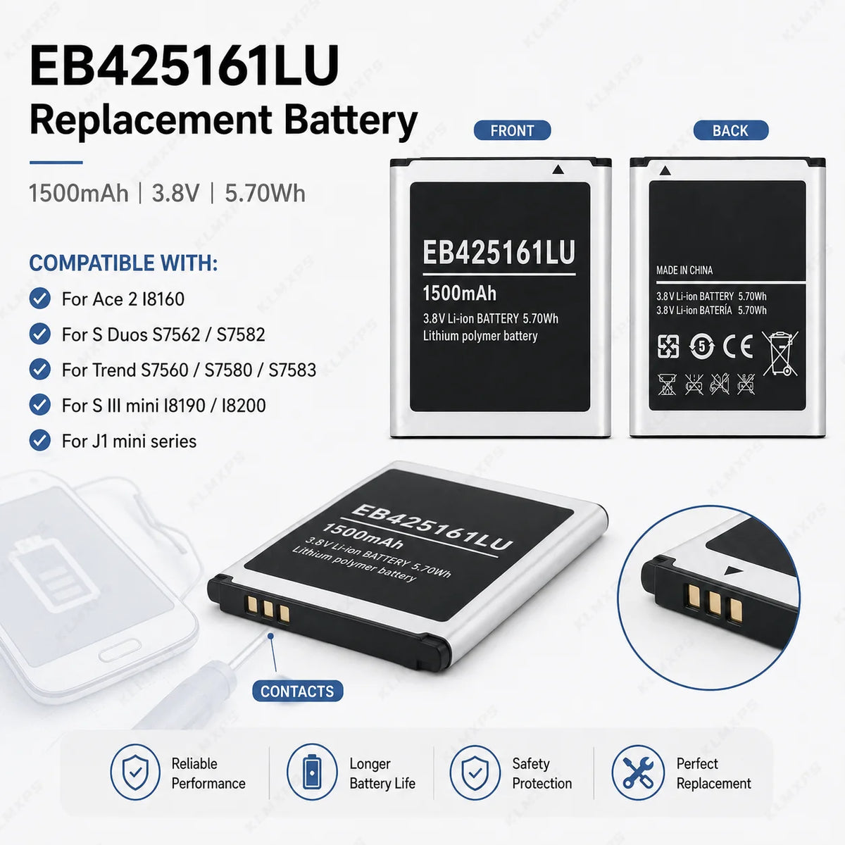 High Quality EB425161LU Replacement Battery for Samsung Gala