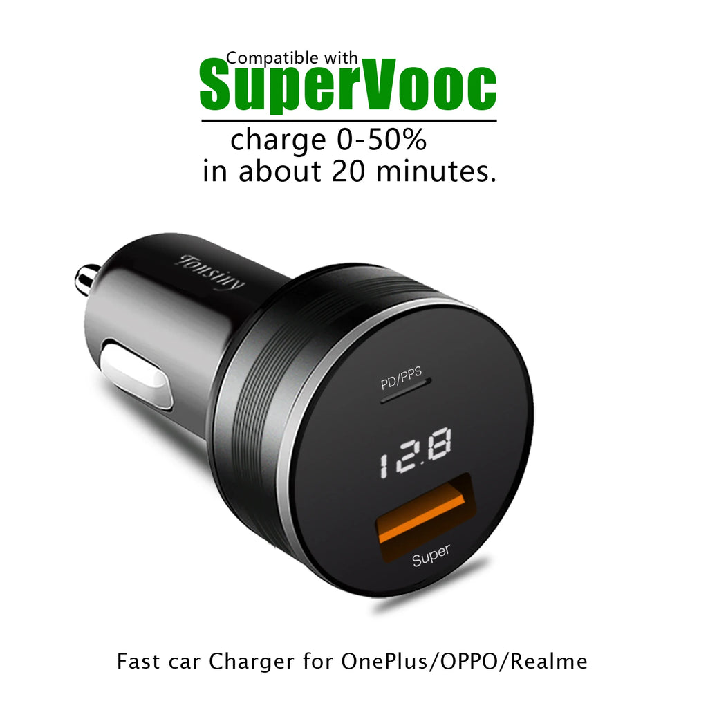 2 port Car Charger for OPPO Find X5/Reno8 80W/65W Warp car a