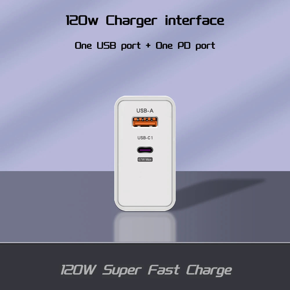 120W Fast Charger USB Type C PD Cable Fast Charging Quick Ch