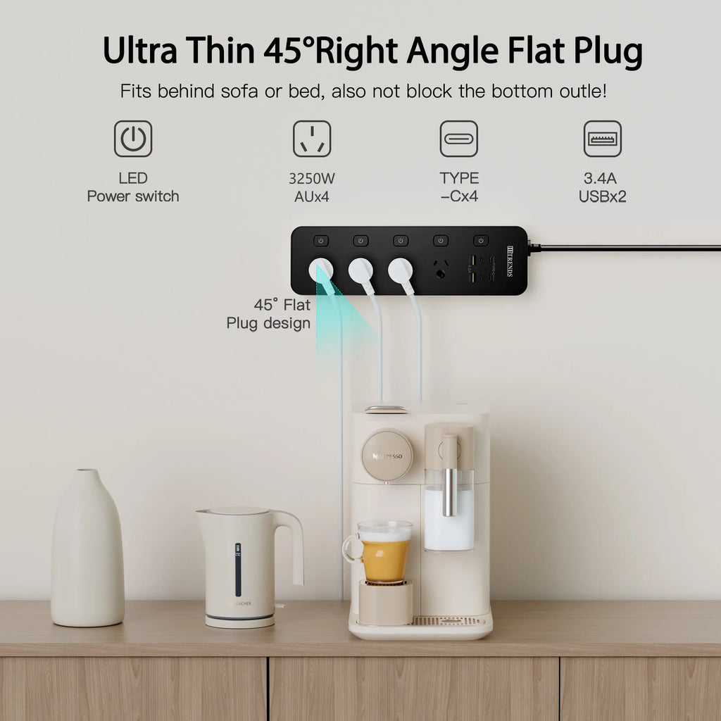 Australian Plug Multi-Functional Power Board 4 Power Sockets