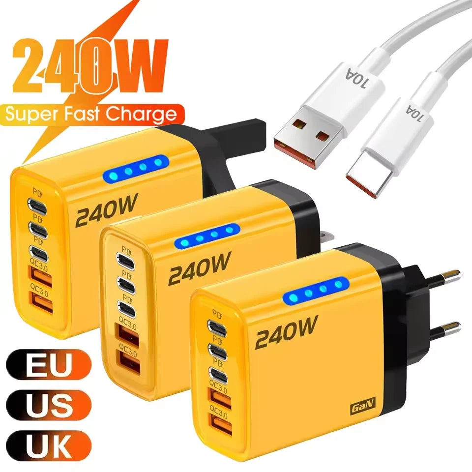 5 Ports USB PD Charger Type C Quick Charge Fast Charging Wal