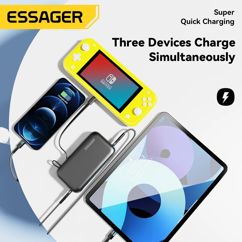 Essager Power Bank Portable 15000mAh in With USB C Cable Ext