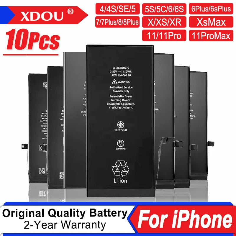 10pcs/Lot 0 Cycle Phone Battery For Iphone 4 4S 5 5S 5C 6 6S