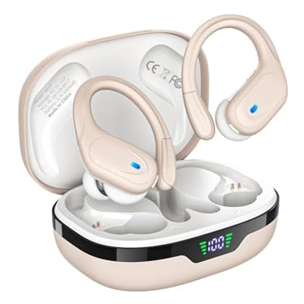 Funlarto Wireless Headphones Sport Bluetooth Earphones IPX7 Waterproof Earbuds 75 Hrs Battery with Mic LED Power Display for Gym