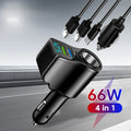 66W 4 Ports Multifunctional Car Cigarette Lighter Power Adap