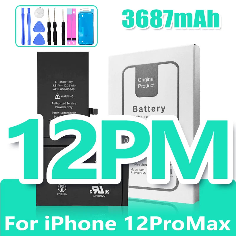 0 Cycle Replacement Battery for iPhone 11 12 13 14 Pro Max Mini High Capacity Phone for Apple iPhone with Free Repair Tools Set