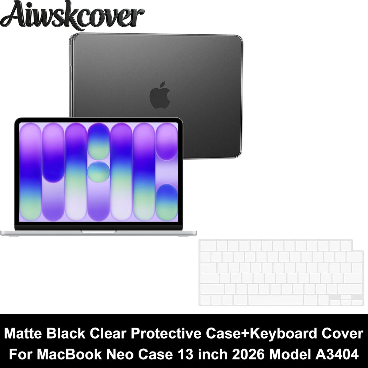 2/3/4pcs For MacBook Neo Case 13 inch 2026 A3404 Protective Case & Keyboard Cover & Screen Film & Dust Plug Laptop Accessories