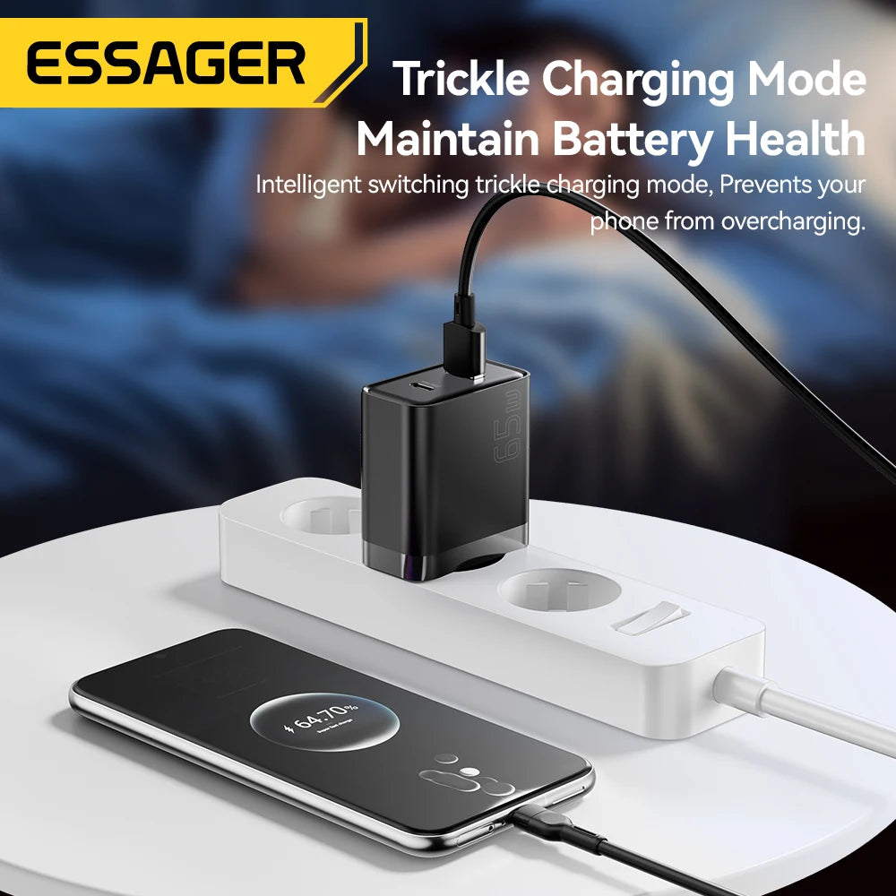 Essager 65W GaN Charger QC 4.0 PD 3.0 Type C USB Charger for
