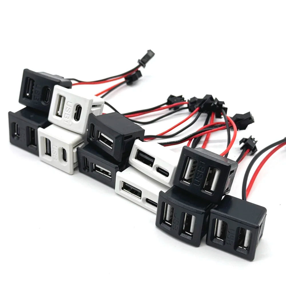 USB Female Base and Type-C Double-Layer Socket USB A Female 