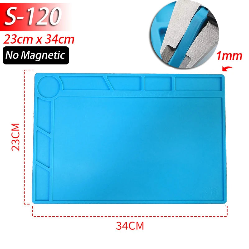 Soldering Station Mat Silicone Work Mat Heat Resistant 932 F Anti-Static Magnetic Mat for Electronic Phone Laptop Watch Repair