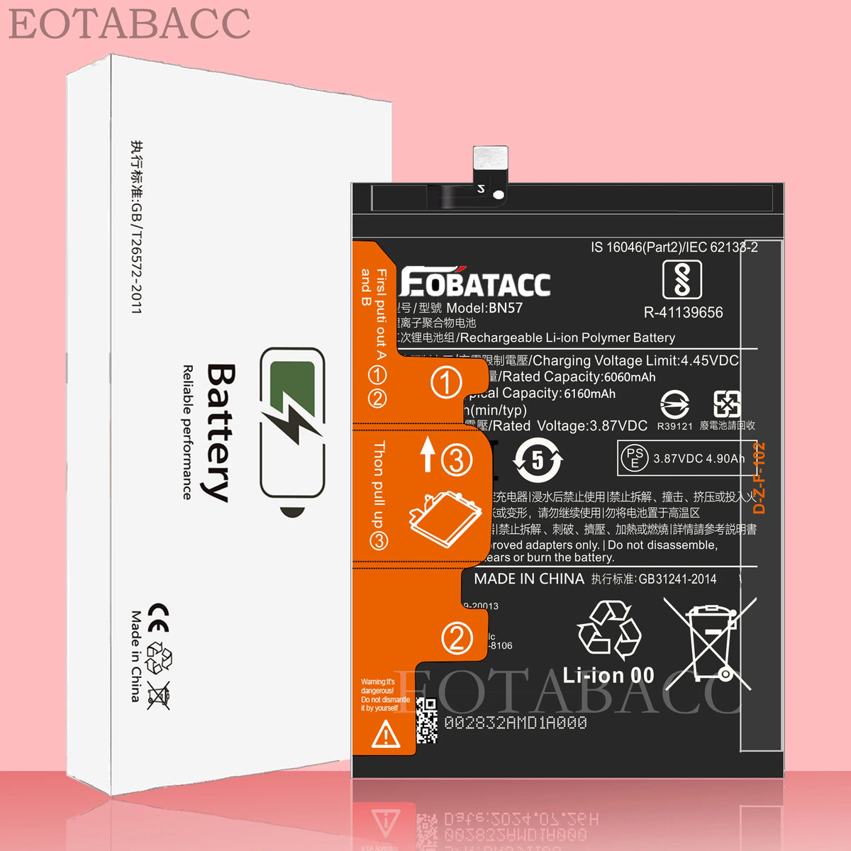 EOTABACC 100% Original Xiao mi BN57 6160mAh Phone Battery Fo