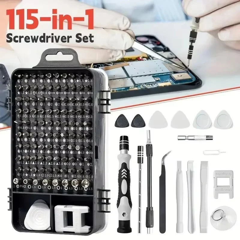 115-in-1 Precision Screwdriver Set with Magnetic Bits - Elec