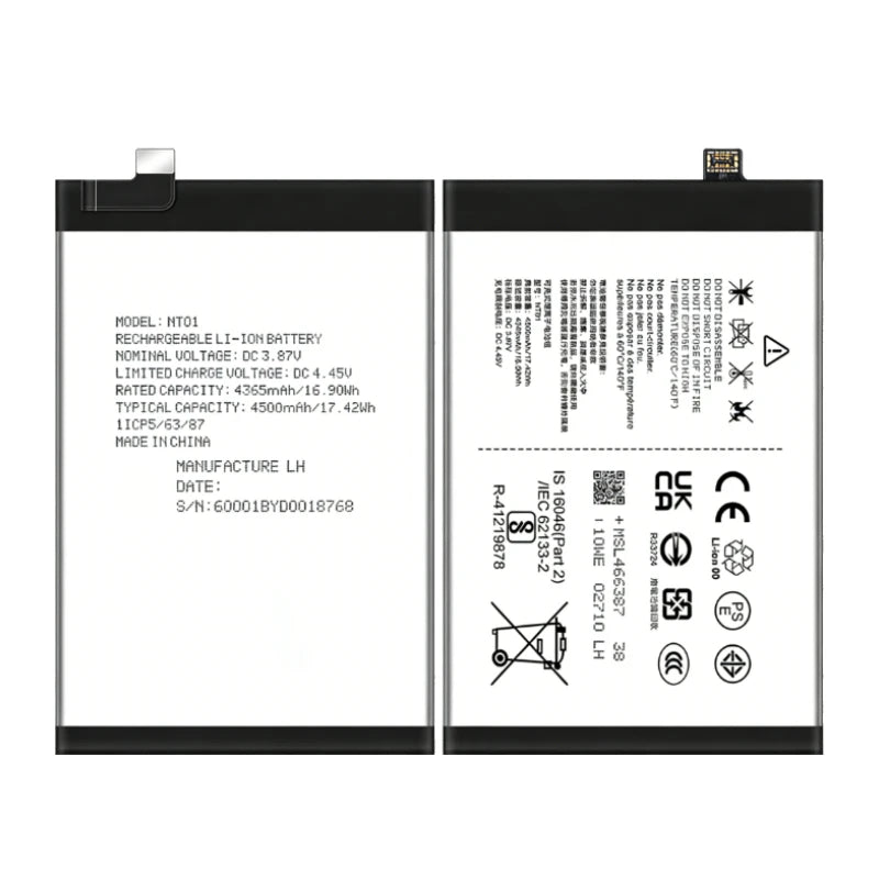 NT01 for Nothing Phone 1 One High-Capacity Replacement 3.87V