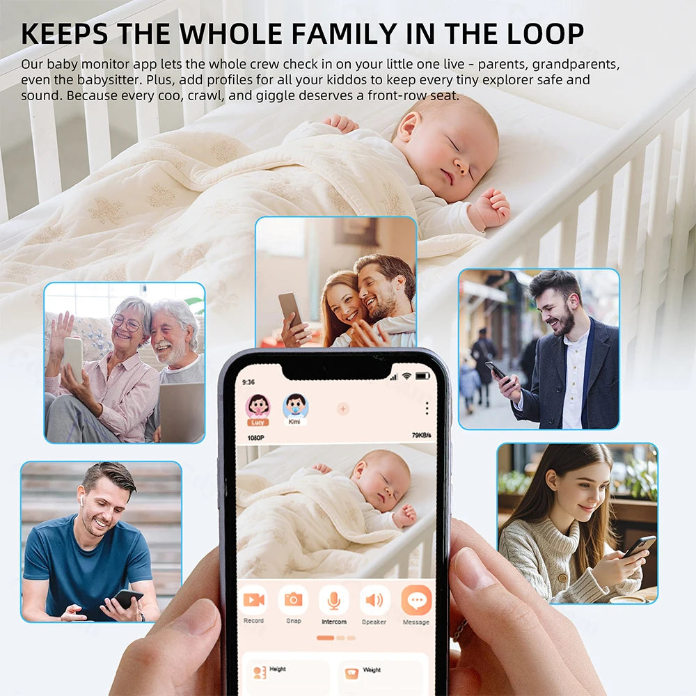 1080P HD WiFi Baby Monitor Phone APP Remote View 4.3 Nanny N
