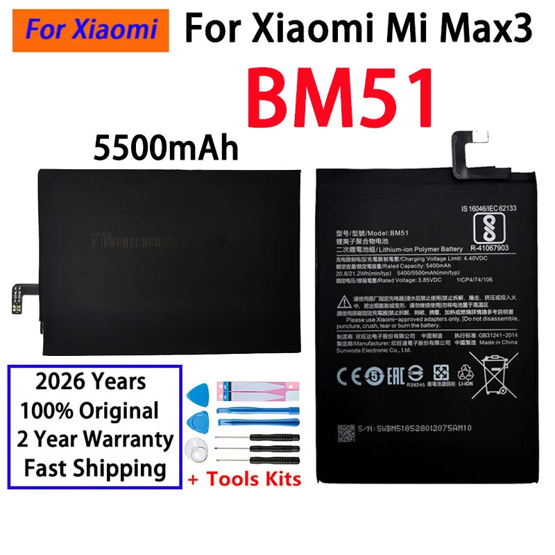 100% Original Replacement Battery For BM51 Xiaomi Mi Max 3 M