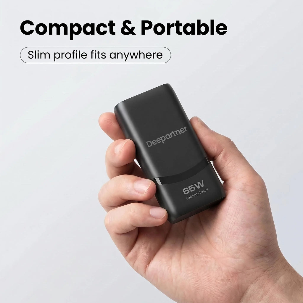 65W Flat GaN USB C Charger Dual-port Fast Wall Charger Compa