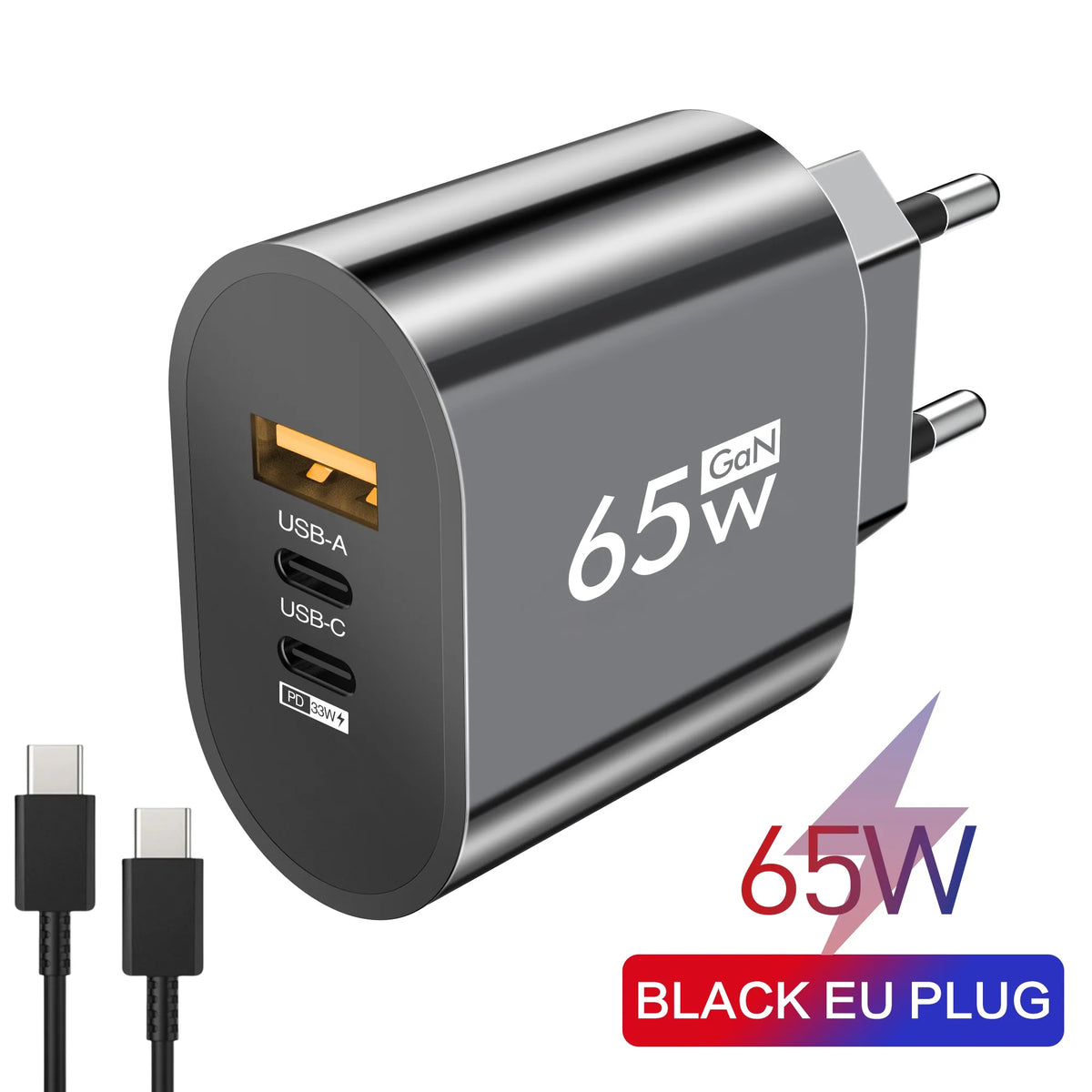 GaN 65W USB Type C EU/US Plug Charger Mobile Phone Power Adapters For iPhone Xiaomi Huawei Samsung Quick Charging Wall Charger
